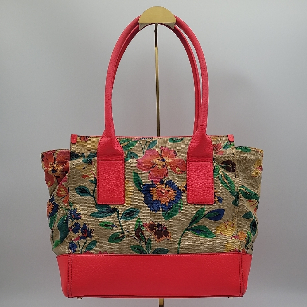Kate Spade Floral Burlap Tote - Neon Pink and Multicolor - Picture 6 of 6